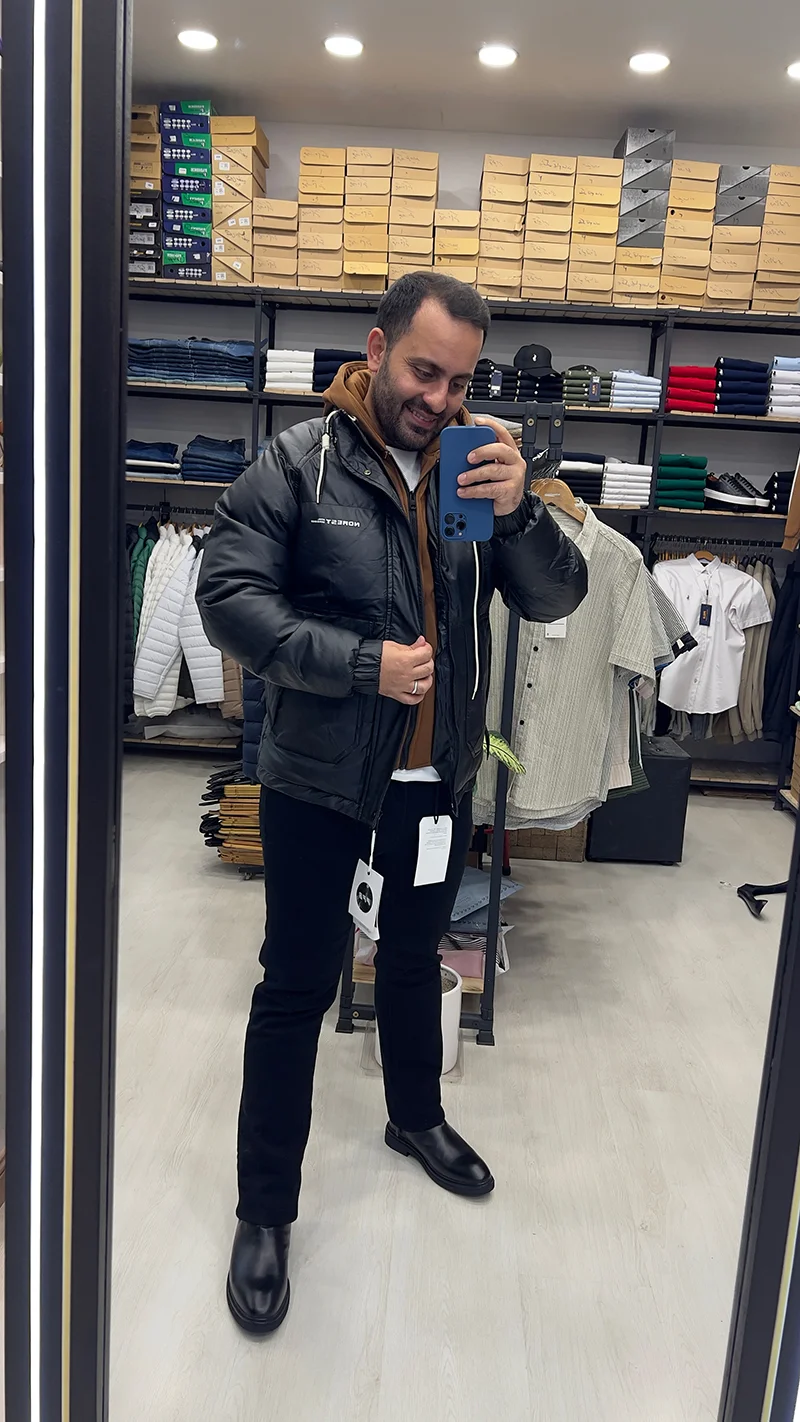 کاپشن چرم دو زیپ مردانه
